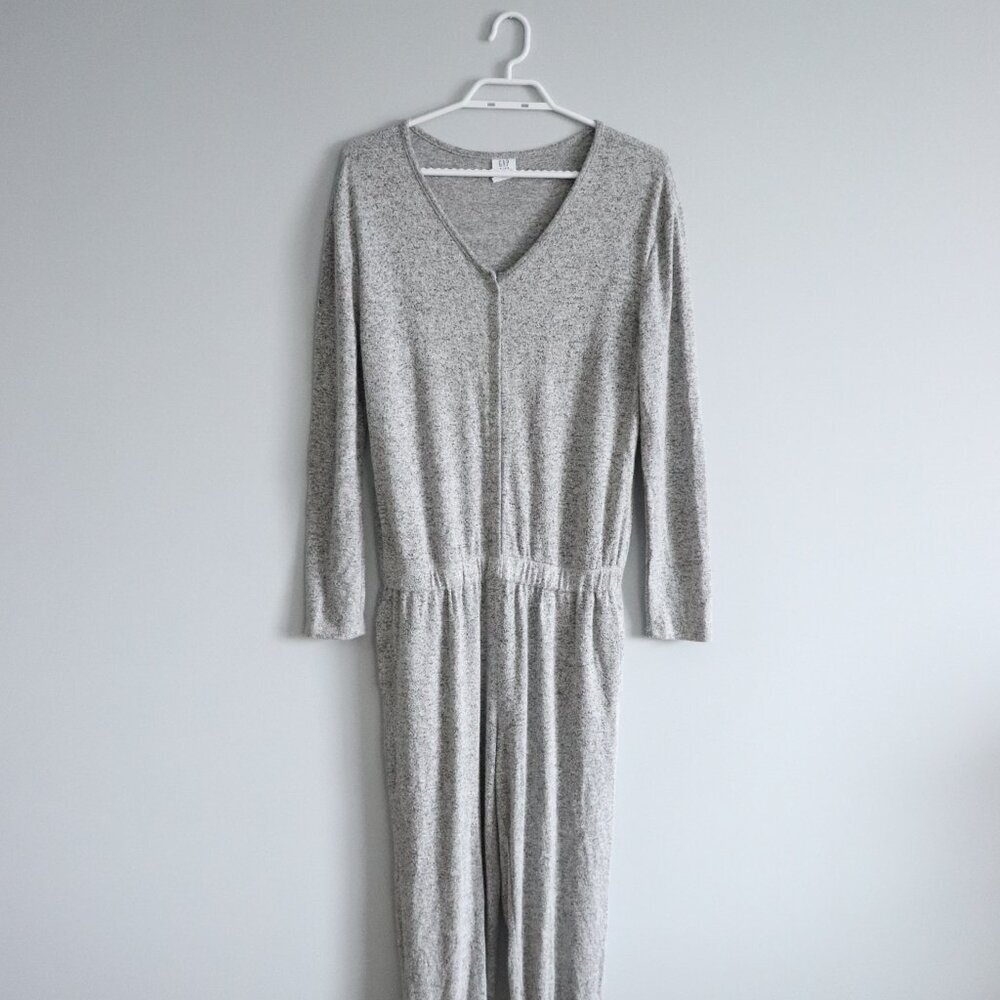 GAP Kids Girl Sz XXL Grey Softspun Buttoned V-Neck Stretch‎ One Piece Jumpsuit